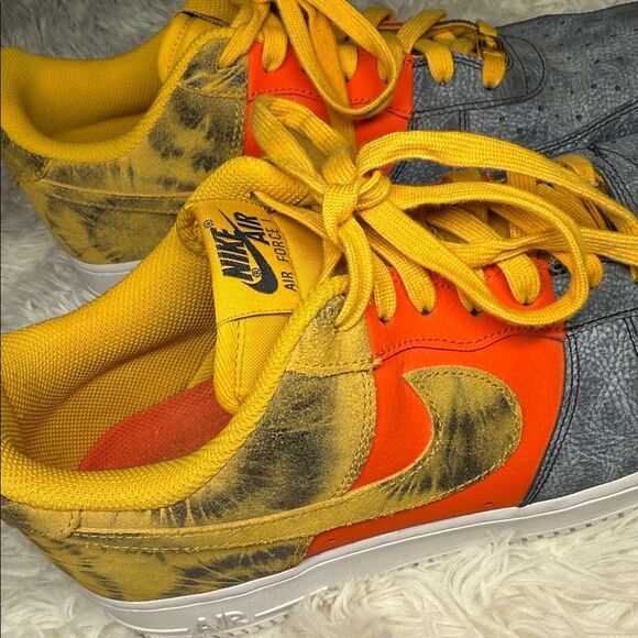 Nike Air Force 1 “07 LV8” dark sulfur Tie Dye - Orange, Yellow, and Gray - Picture 4 of 8